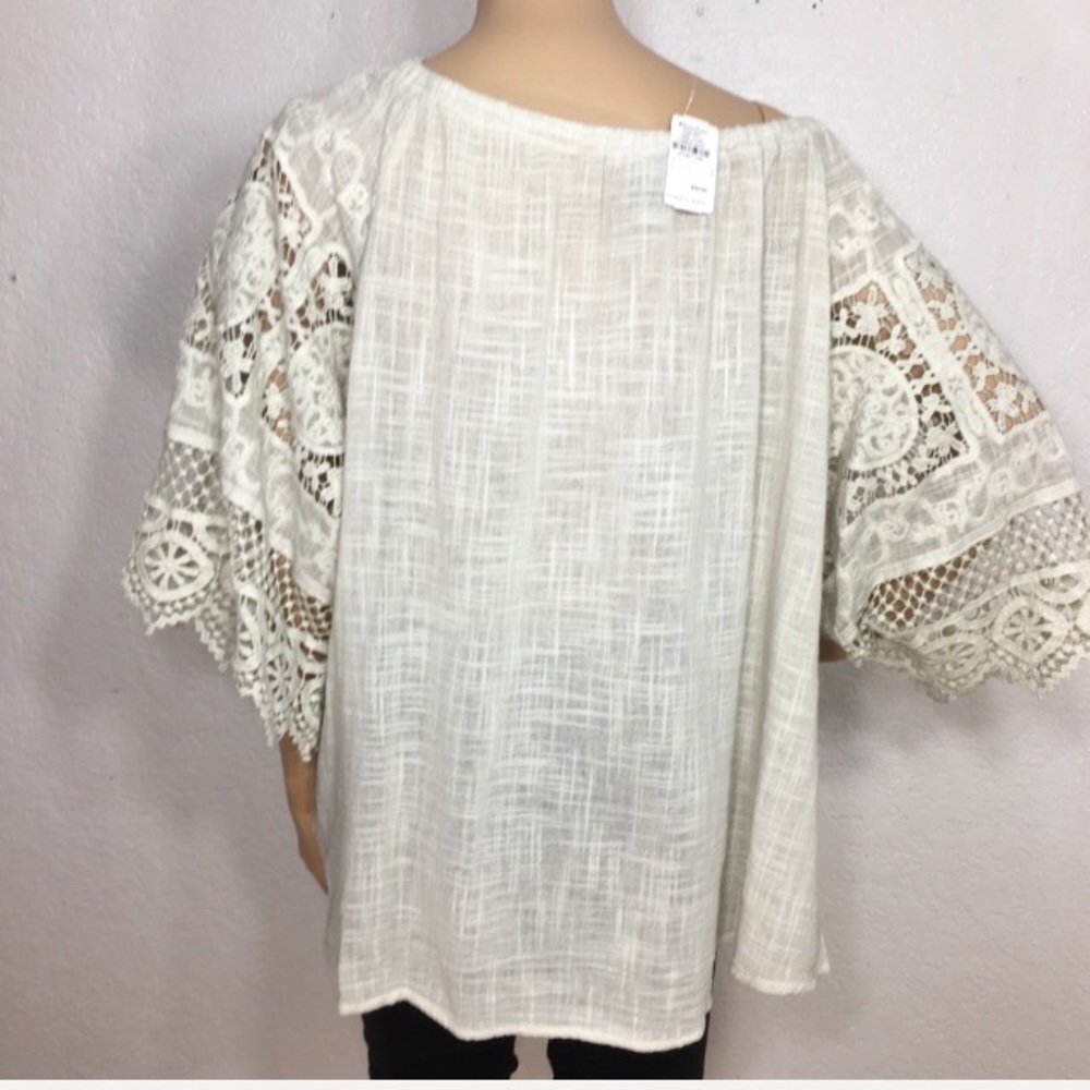 XCVI Off Shoulder Boho Top with Lace Sleeves - Picture 6 of 8